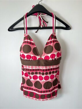 Y2K a.n.a Pink & Brown Polka Dot Halter Tankini Top Women’s 16